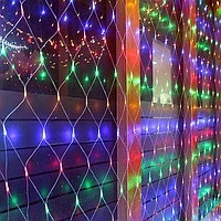 Гирлянда светодиодная S-TORG «Cетка», 2*2м, 240 LED, разноцвет ,белый шнур