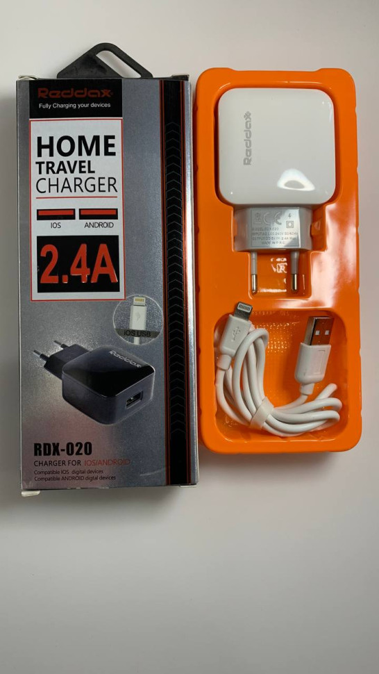 СЗУ Reddax RDX-020 5V2,4A + кабель Lightning белый