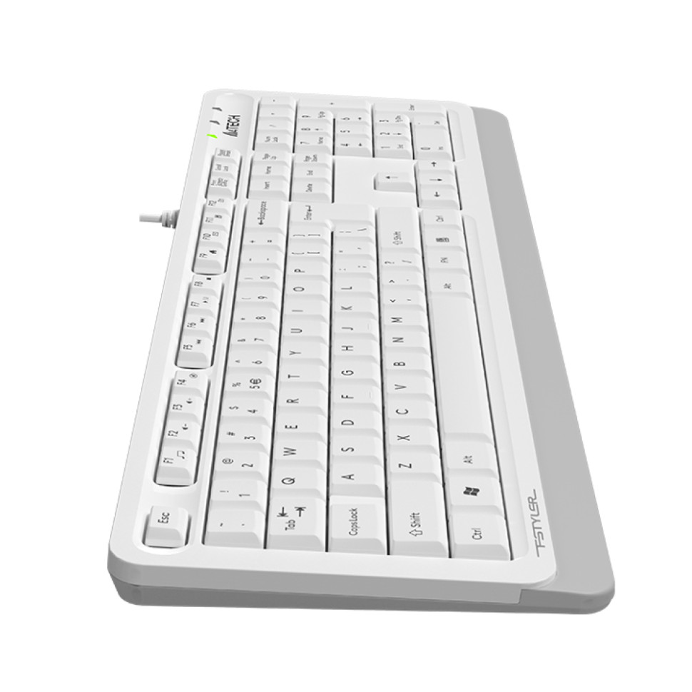 Клавиатура проводная A4Tech Fstyler FK10, бесшумная, 104кл, RU/EN, USB, Белый/серый