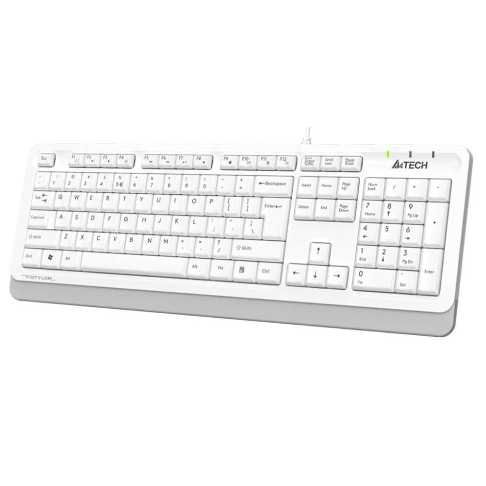 Клавиатура проводная A4Tech Fstyler FK10, бесшумная, 104кл, RU/EN, USB, Белый/серый