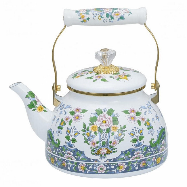Чайник эмалированный на плиту KELLI KL-4484 ( 3.0л, керам.ручка, 3-х слой.внутр.покрытие )