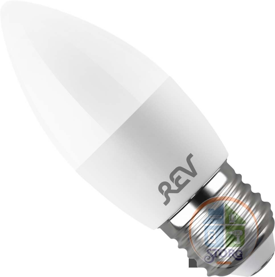 Светодиодная лампа REV LED C37 Е27 7W, 2700K, теплый свет, свеча