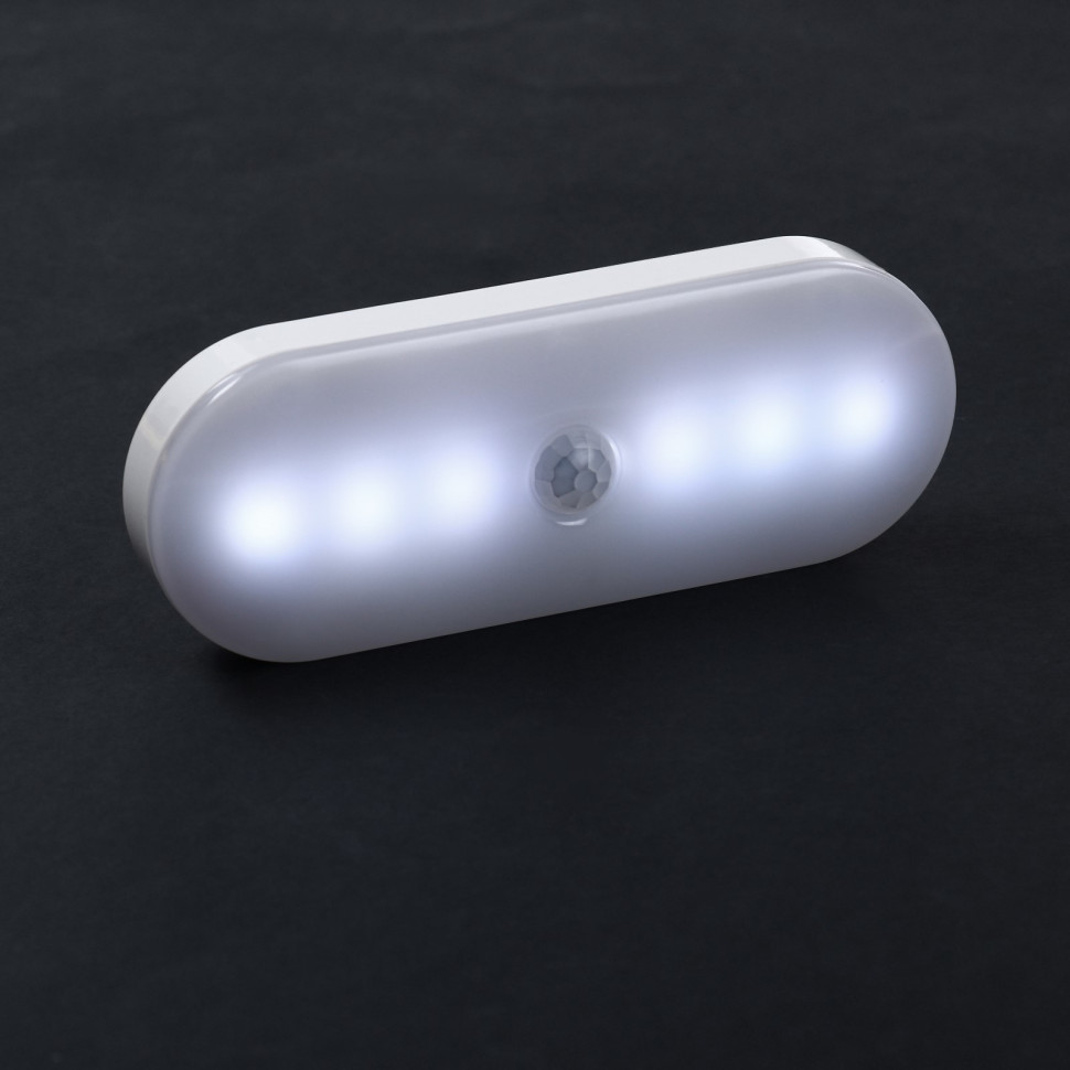 Светодиодный - ночник светильник  с датчиком движения, 6 LED, 2 Вт, от бат. 3*AAA, 6500К, белый   9883087