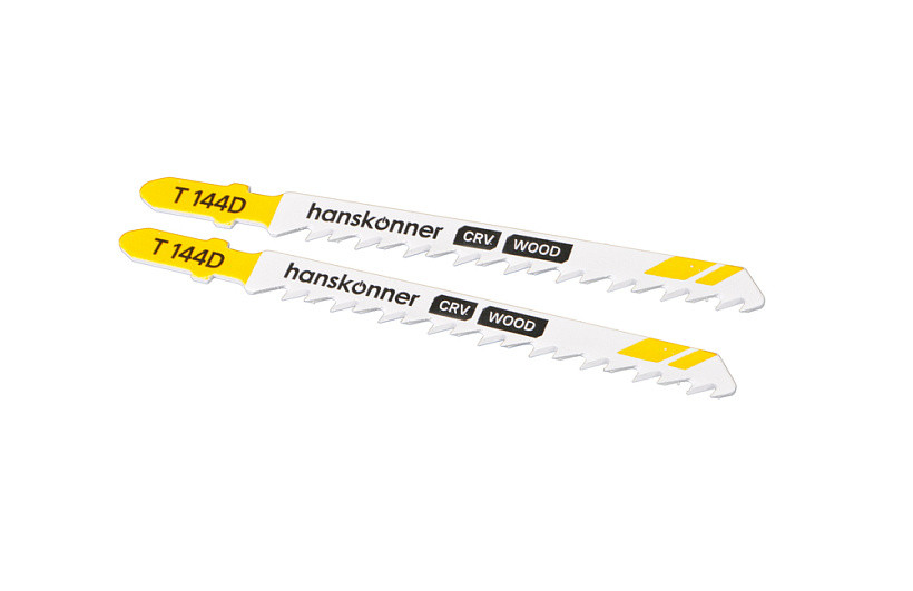 Пилки для лобзика по дереву HANSKONNER H02-144D; Тип T144D; (дер 5-50мм,фанер.3-30мм)(2шт)