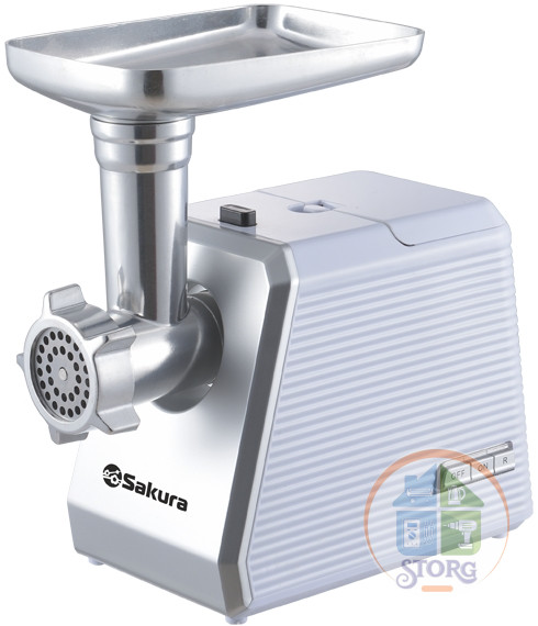 Мясорубка электрическая SAKURA SA-6424W, 2000Вт, реверс, насадка для кеббе и сосисок