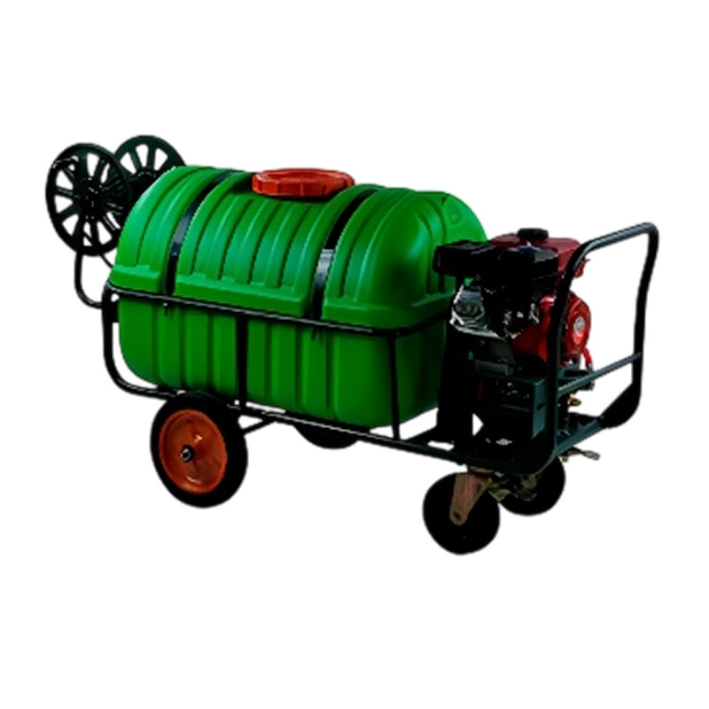 Опрыскиватель бензиновый "Умница" ОБК-140л, с катушкой для нагнетающего шланга, на раме с колесами