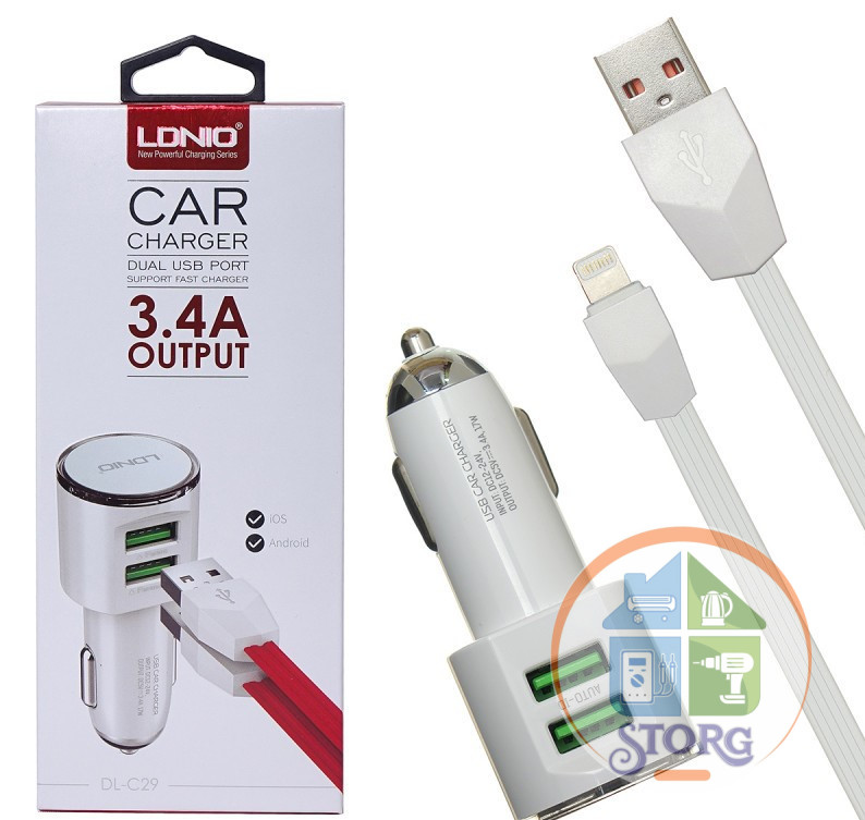АЗУ LDNIO DL-C29 5V3,4A QC3.0 2USB ports + кабель Lightning 1000mm