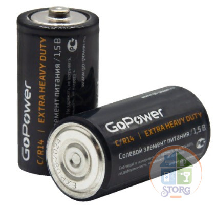Элемент питания GoPower R14 C Shrink 2 Heavy Duty 1.5V (2/24/288)