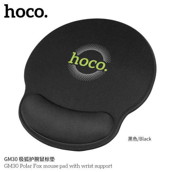 Коврик игровой HOCO, Polar Fox, GM30, 230х215х20мм, подставка для запястья (чёрный)