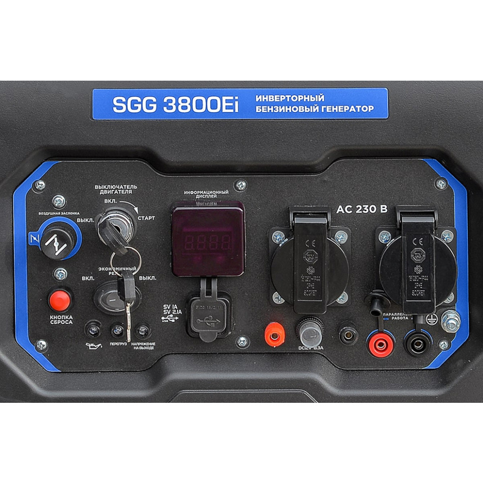 Генератор бензиновый инверторный ТСС SGG 3800Ei (3.6/3.8кВт, 230В, эл.стартер, 74дБ, 34кг, бак 15л) Генератор бензиновый инверторный ТСС SGG 3800Ei (3.6/3.8кВт, 230В, эл.стартер, 74дБ, 34кг, бак 15л)