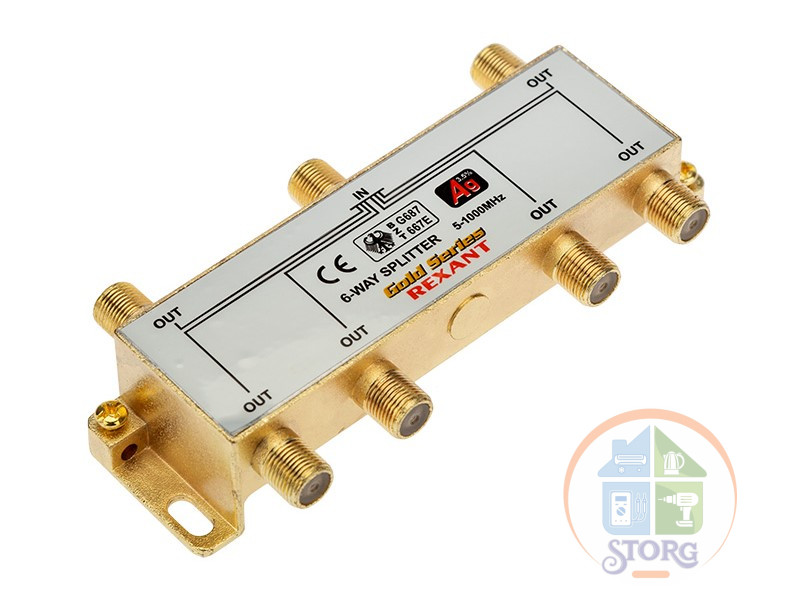 Делитель ТВ  x 6 + 7шт. F   "BOX"  5-1000 МГц  "GOLD"   REXANT