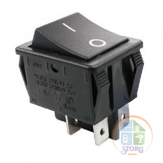 Выключатель клавишный 250V 15А (4с) (ON)-OFF черный  Б/Фикс  REXANT