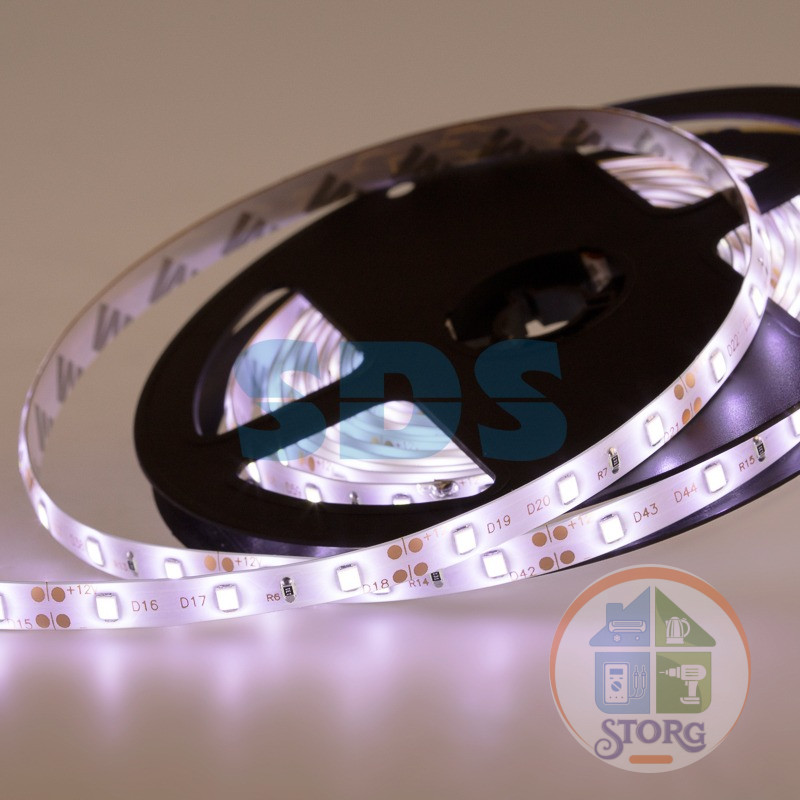 Светодиодная лента LED, силикон REXANT, 8мм, IP65, SMD 3528, 60 LED/m(4,8 Вт/м), 12V, белая