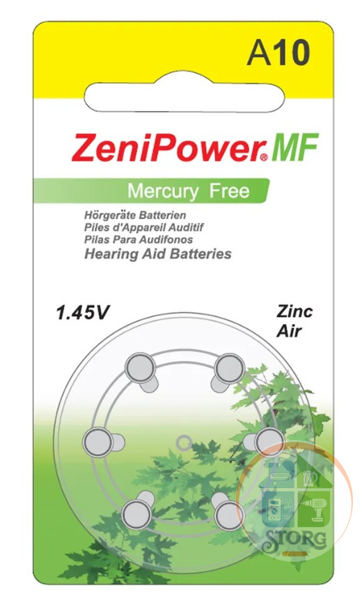 Элемент питания ZeniPower ZA10/6BL Hearing Aid Batteries для слуховых аппаратов
