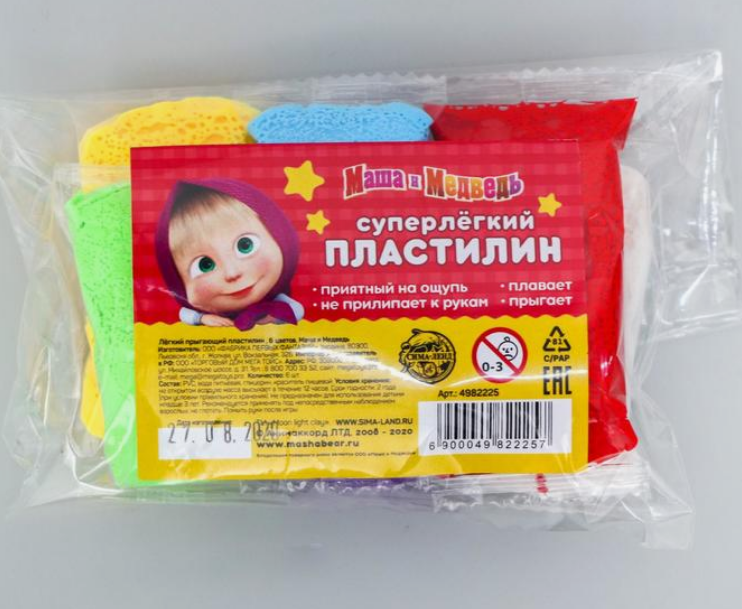 Прыгающий пластилин, 6 цветов, Маша и Медведь 4982225