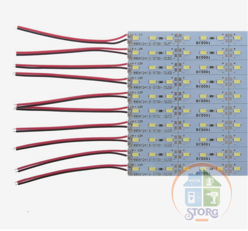 Светильник линейка 1 метр 14 Вт, 1800 Лм, SMD5630, 72 led, 6500 K, 12 В, клеевая основа 2541867
