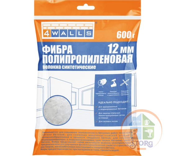 FBV002V Фиброволокно ФИБРА ПОЛИПРОПИЛЕНОВАЯ, размер 12мм 600гр 4WALLS/12