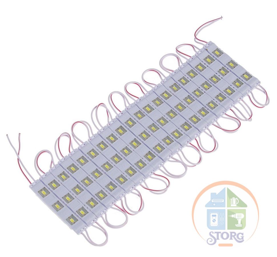 Светодиодный модуль SMD5630, 1.5 Вт, 3 LED, 135 Lm, IP65, 6500К ,12V БЕЛЫЙ, набор 20 шт. 9209039