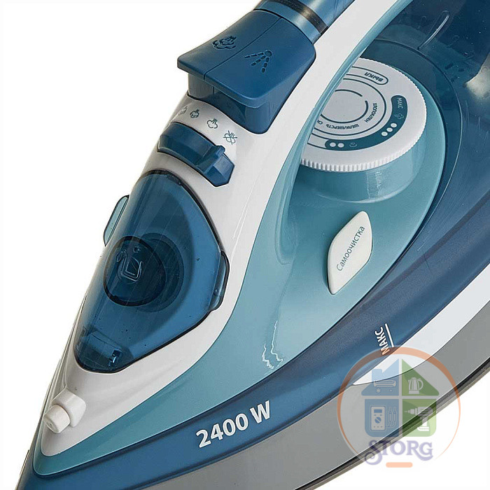 Утюг DELTA LUX DL-712, белый с серо-голубым, 2400 Вт, 350мл, керамика, антикапля, антинакипь (8)