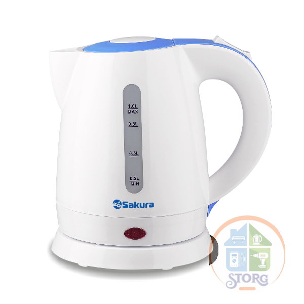 Чайник электрический SAKURA SA-2342BL (Белый; Объем 1л; Мощность 1600Вт; Пластиковый; Подсветка)