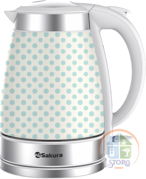 АКЦИЯ! Чайник электрический SAKURA SA-2017BL (Белый; 1.7л; 2000Вт; Керамика; Нагр.эл.диск)