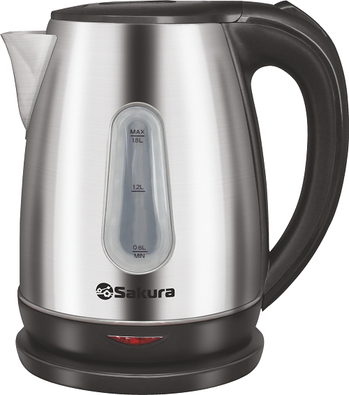 АКЦИЯ! Чайник электрический SAKURA SA-2161N (Черный/Нерж.сталь; 1.8л; 2000Вт; Нагр.эл.диск)
