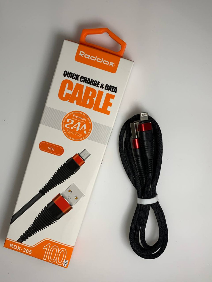USB кабель Reddax RDX-365 lighting 1м нейлон (black)