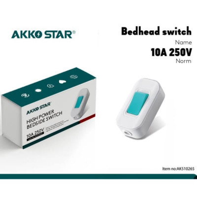 Выключатель для БРА AKKOSTAR кнопка вкл/выкл 250V/10А белый (упак.30шт)