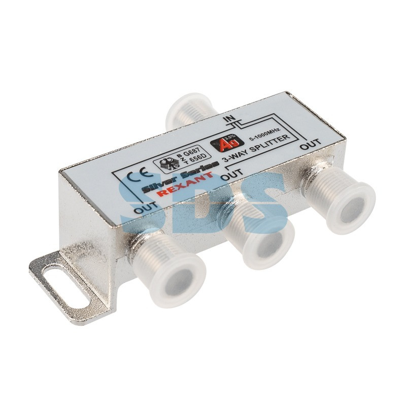 Делитель REXANT ( 05-6102 ) ТВ x 3 + 4  шт.F "BOX" "Silver"