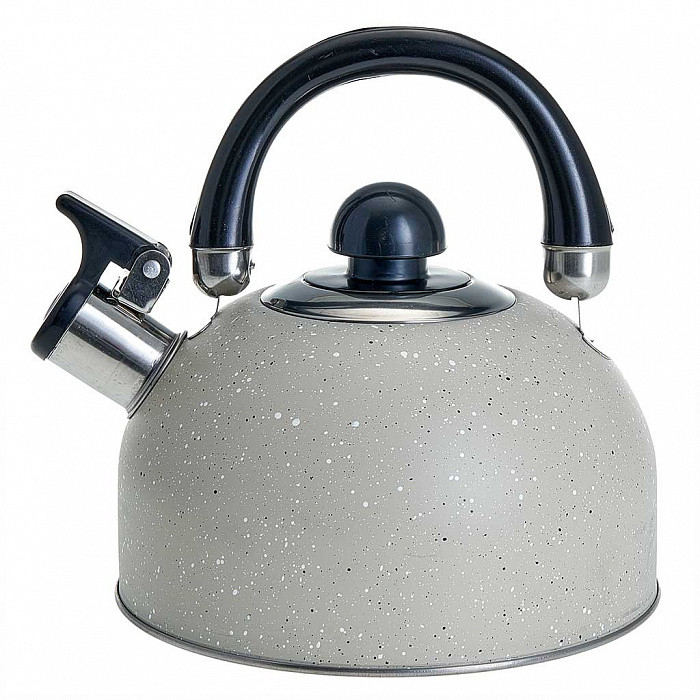 Чайник металлический со свистком на плиту WEBBER BE-0538 (2.5л, Беж. мрамор, индукц.дно,нерж.сталь)