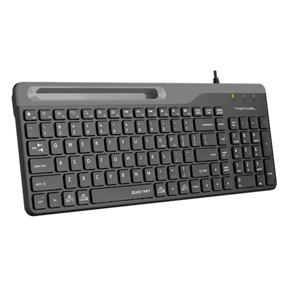 Клавиатура проводная A4Tech Fstyler FK25, 103кл, RU/EN, slim, USB, Черный/серый