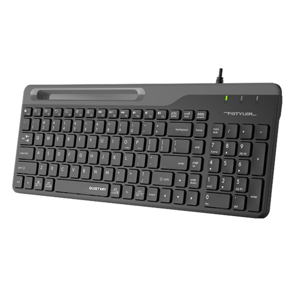 Клавиатура проводная A4Tech Fstyler FK25, 103кл, RU/EN, slim, USB, Черный/серый