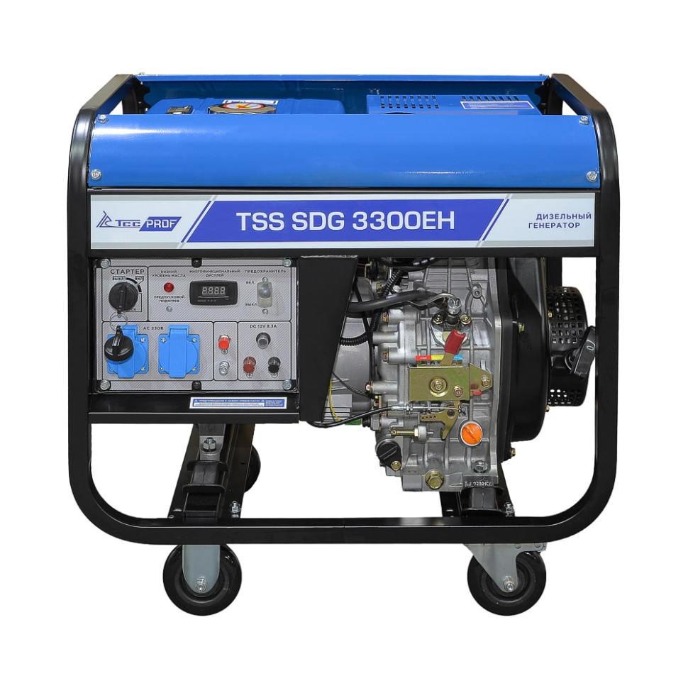 Генератор дизельный ТСС SDG 3300EH (3/3.3кВт, 230В, медн.обм., 4х-такт., эл.стартер, AVR, 85дБ,78кг) Генератор дизельный ТСС SDG 3300EH (3/3.3кВт, 230В, медн.обм., 4х-такт., эл.стартер, AVR, 85дБ,78кг)