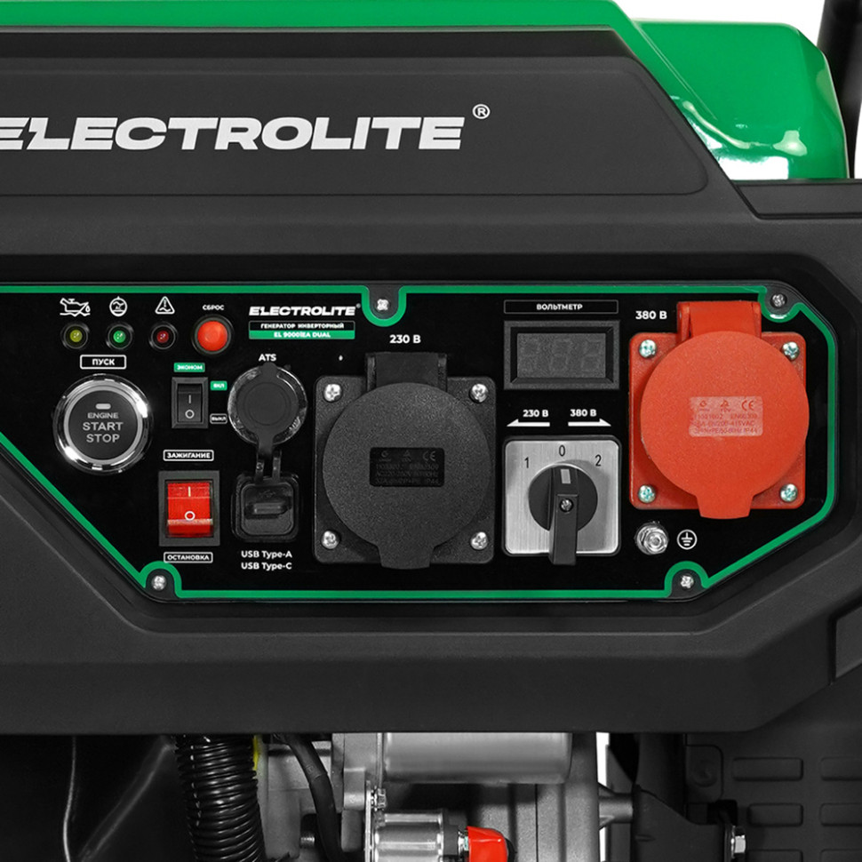 Генератор бензиновый инверторный Electrolite EL 9000iEA DUAL (8/8.5кВт,220-380В,4такт.,руч./эл.старт,медь) Генератор бензиновый инверторный Electrolite EL 9000iEA DUAL (8/8.5кВт,220-380В,4такт.,руч./эл.старт,медь)
