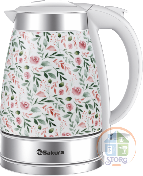 Чайник электрический SAKURA SA-2017R (Белый; 1.7л; 2000Вт; Керамика; Нагрев.эл.диск)