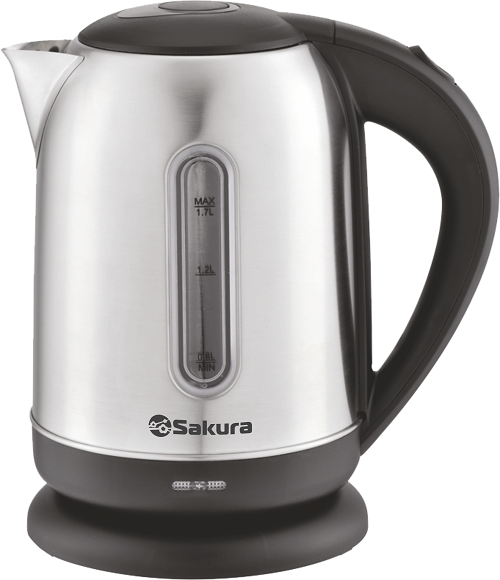 АКЦИЯ! Чайник электрический SAKURA SA-2162 (Черный/Нерж.сталь; 1.7л; 2200Вт; Нагр.эл.диск)