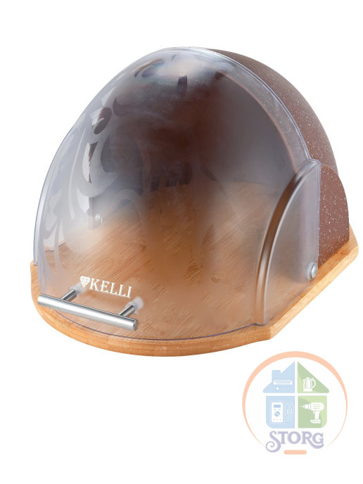 Хлебница KELLI KL-2151 (1x4) прочный пластиковый корпус бамбуковое основание размер-37*26,5*20,5