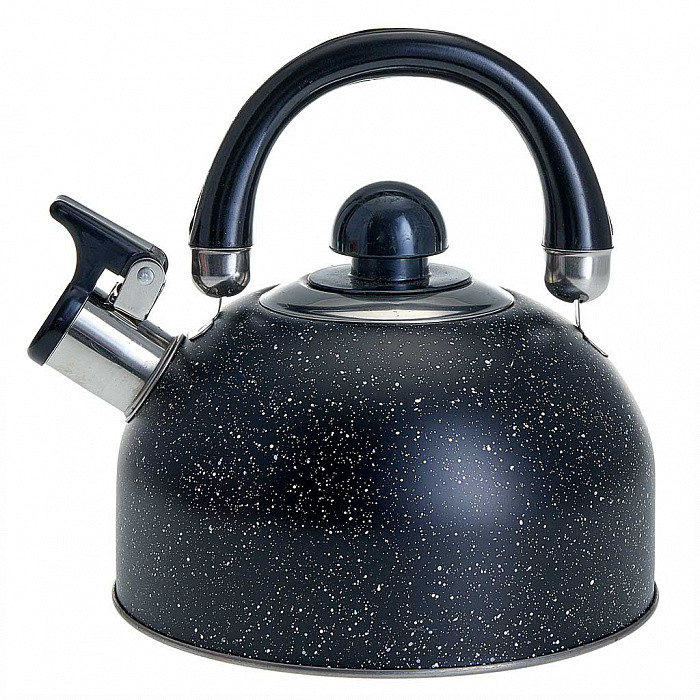Чайник металлический со свистком на плиту WEBBER BE-0539 (Черн.мрамор, 2.5л, индукц.дно, нерж.сталь)