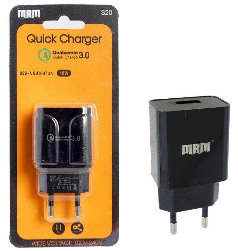 СЗУ MRM S20 5V3.1A 1USB QC3.0 18W Black (в блистере)