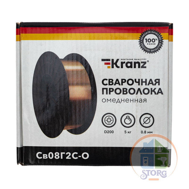 Сварочная проволока омедненная Св08Г2С-О (ER70S-6; SG2) 5 кг 0,8 мм D200 KRANZ
