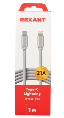 Кабель REXANT 18-1898 Type-C-Lightning 2.1 A, 1 м, белый ПВХ
