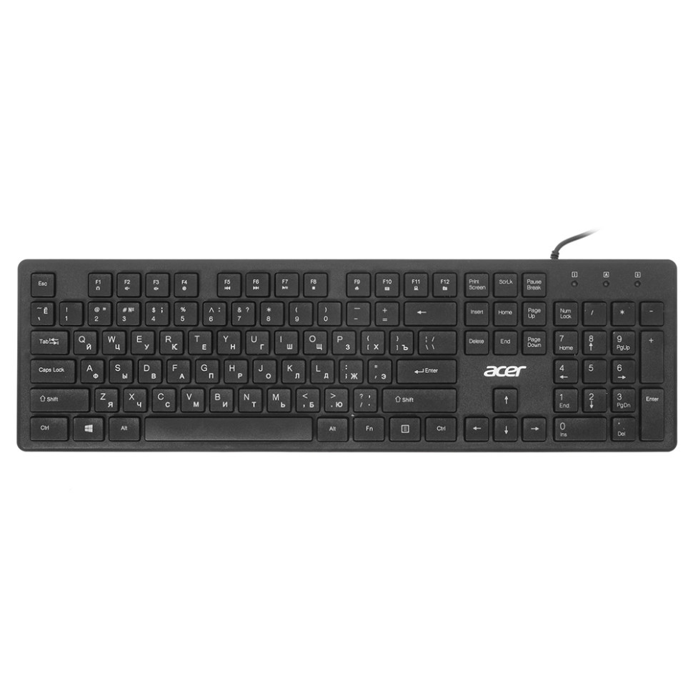 Клавиатура проводная Acer OKW020, 104кл., RU/EN, slim, USB, Черный