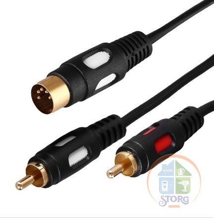 Шнур DIN 5PIN - 2 RCA, 1,5м, Gold REXANT