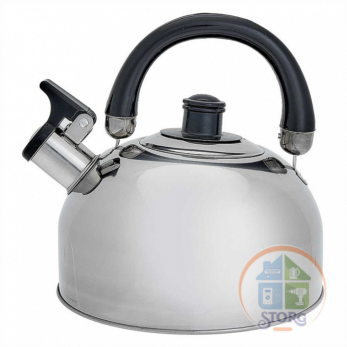 Чайник металлический WEBBER BE-0526 (Нерж.сталь; Объем 2.5л; Свисток; Для всех плит;Термоизол.ручка)