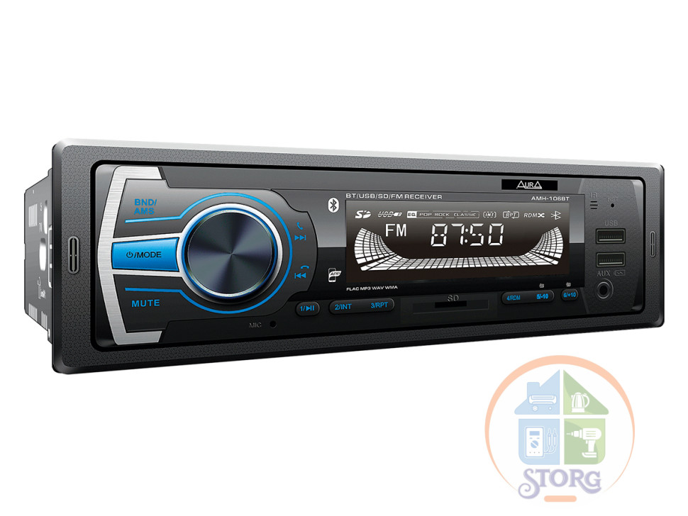 Автомагнитола 1Din MP3/USB/SD Aura AMH-106BT 4x51 Вт , Bluetooth