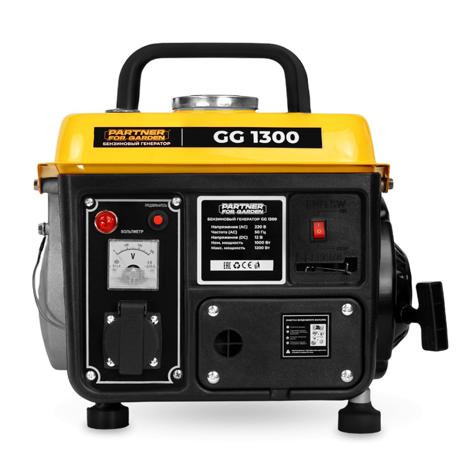 Генератор бензиновый Partner for Garden GG1300 (1/1.2кВт, 220В 1-фаза, 4-такт., руч.стартер, медь) Генератор бензиновый Partner for Garden GG1300 (1/1.2кВт, 220В 1-фаза, 4-такт., руч.стартер, медь)