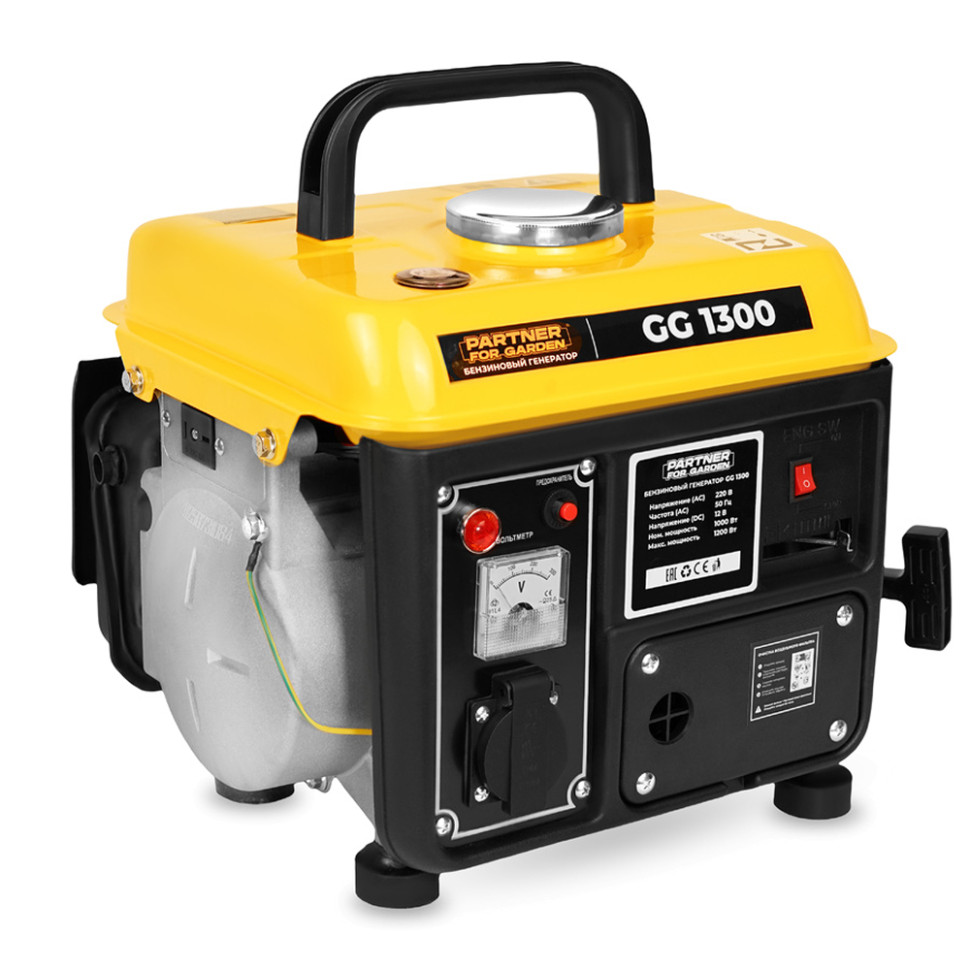 Генератор бензиновый Partner for Garden GG1300 (1/1.2кВт, 220В 1-фаза, 4-такт., руч.стартер, медь) Генератор бензиновый Partner for Garden GG1300 (1/1.2кВт, 220В 1-фаза, 4-такт., руч.стартер, медь)