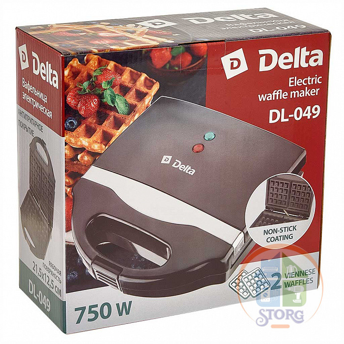 Вафельница "ВЕНСКАЯ" DELTA DL-049  : 750Вт, 21,5*22 см, антипригар. покрытие(6)