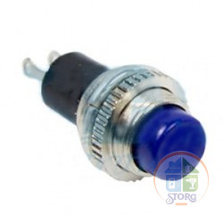 Выключатель-кнопка  металл 220V 2А (2с) (ON)-OFF  O10.2  синяя  Mini  REXANT