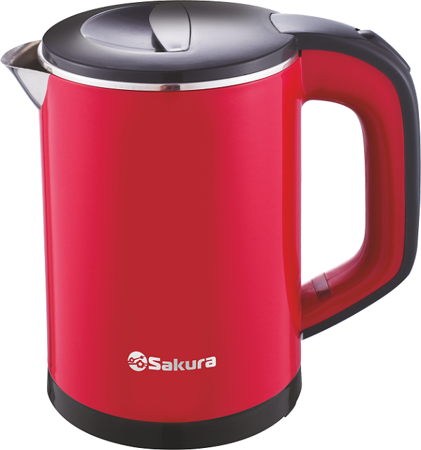 Чайник электрический SAKURA SA-2158BR (Красный/Черный; Мощность 1000Вт; Объем 0.6л;Нерж.сталь/Пласт)
